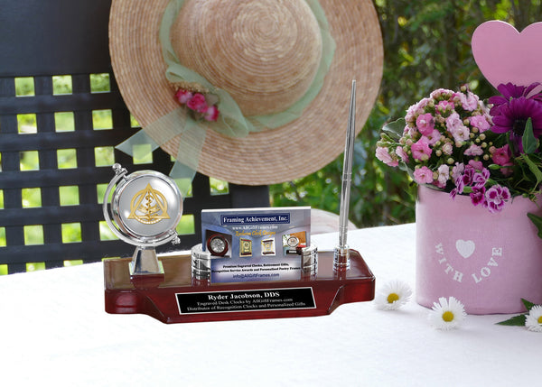 Custom Dentist Gift Nameplate Desk Engraved Clock Doctor of Dental Medicine Surgery Dentistry School DDS DMD Graduate University College Present Engraving Black Staff Office