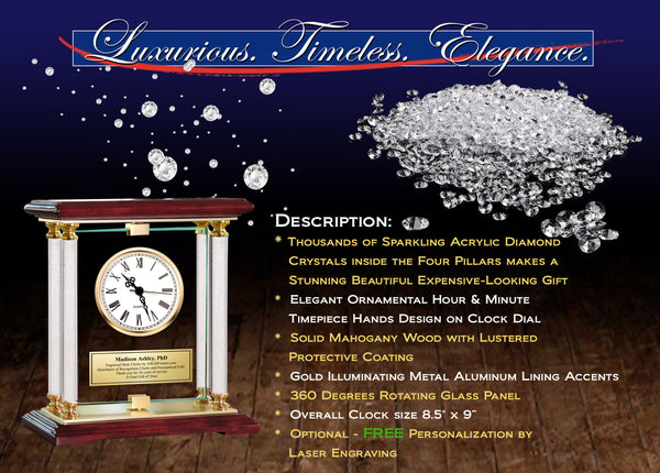 Personalized Gift Customize Desk Clock Gifts Idea Unique Diamond Congratulations Engagement Graduation Valentines Day Thank You Appreciation