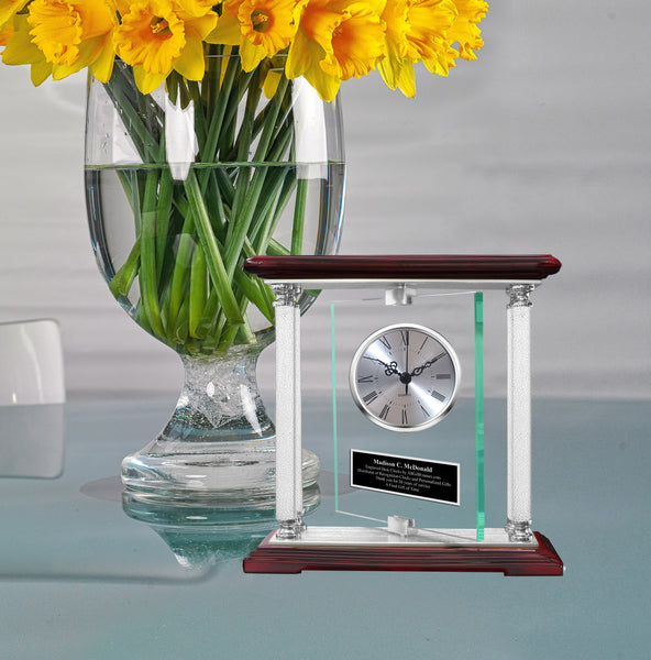 Engraved Gifts Presents for Her Him Engravable Diamond Desk Clock Engraving Personalized Going Away Birthday Promotion Years Service Award