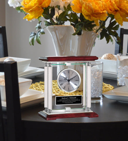 Engraved Gifts Presents for Her Him Engravable Diamond Desk Clock Engraving Personalized Going Away Birthday Promotion Years Service Award