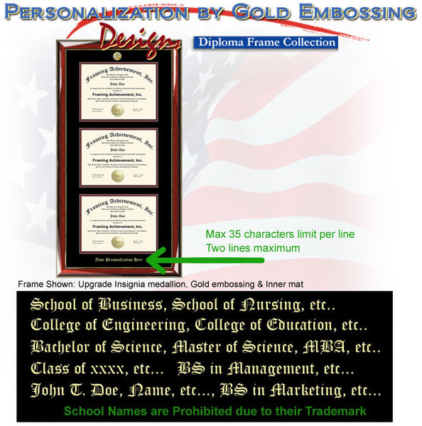 embossed diploma frame