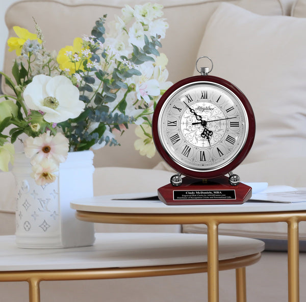 Personalized Engrave Clock Custom Wooden Business Retirement Gift Embellish Anniversary Shelf Custom Black Engraving Boss Promotion Clocks