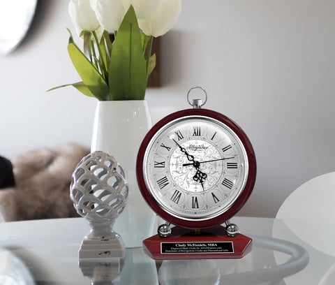 Personalized Engrave Clock Custom Wooden Business Retirement Gift Embellish Anniversary Shelf Custom Black Engraving Boss Promotion Clocks