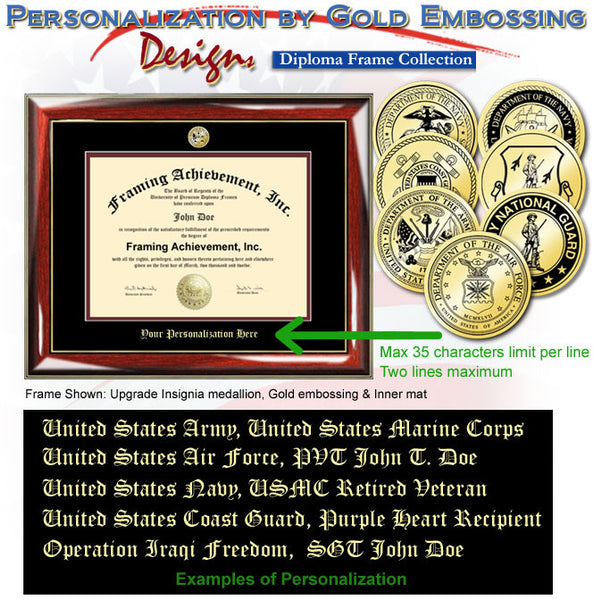 Gold Embossed Military Certificate Plaque