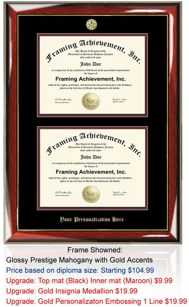 College Double Diploma Frame Dual Certificate