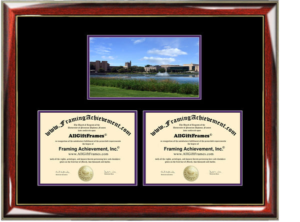 Large Northwestern University Double Diploma Frame School Campus Photo Dual School Two College Majors Custom Diploma Holder Certificate Graduation
