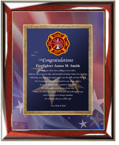 Firefighter graduation plaque