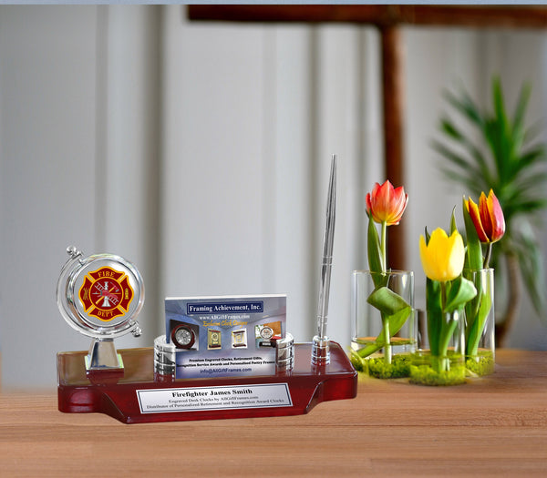 Personalize Firefighter Gift Nameplate Desk Engrave Clock Fireman Fire Fighter Graduation School Graduate Academy Promotion Retirement Award