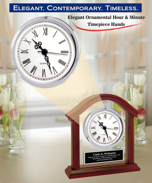 Wood Glass Engraved Clock Silver Engraving Plate Shelf Etched Graduation Gift Employee Service Award Retiree Present Graduate Etched Present