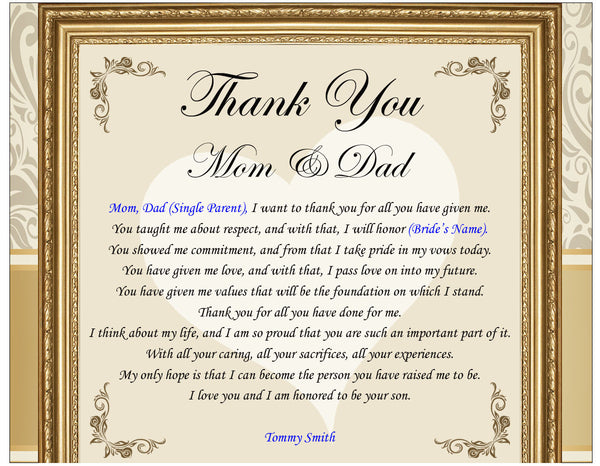thanks mom dad groom poem