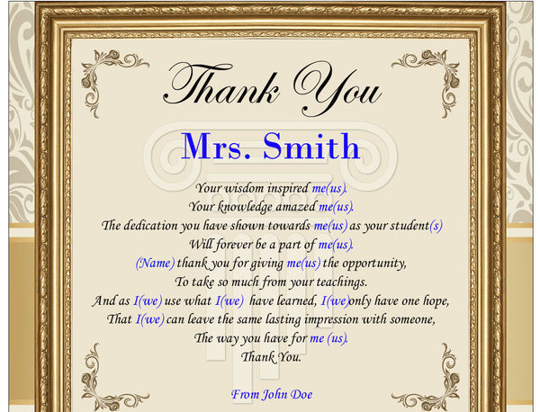 teacher thank you poem
