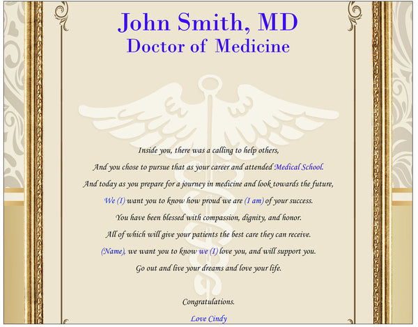 Medical School Graduation Gift Poetry Clock