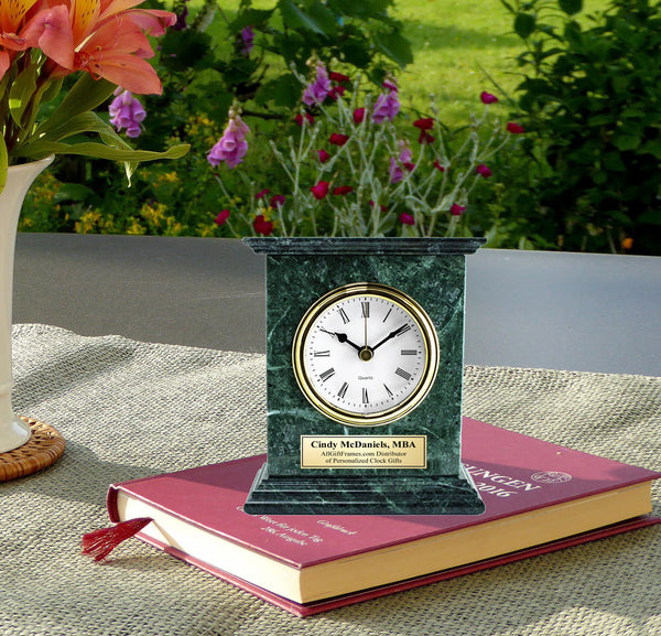Engraved Clock Marble Desk Table Shelf Retirement Gift Employee Recognition Service Award Wedding Anniversary Boss Appreciation Coworker