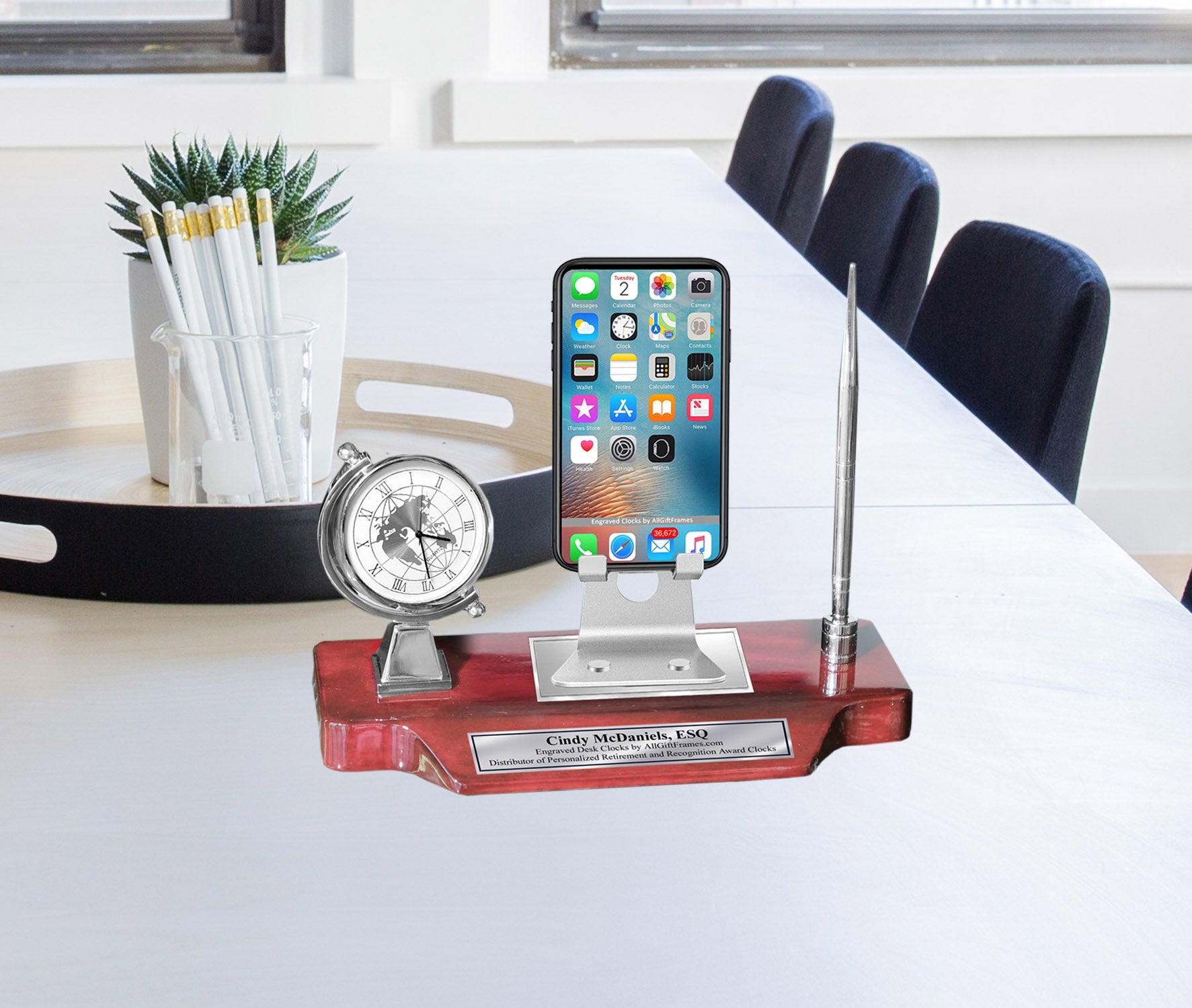 Personalize Name Clock Nameplate Cell Phone Stand Holder Display Holde