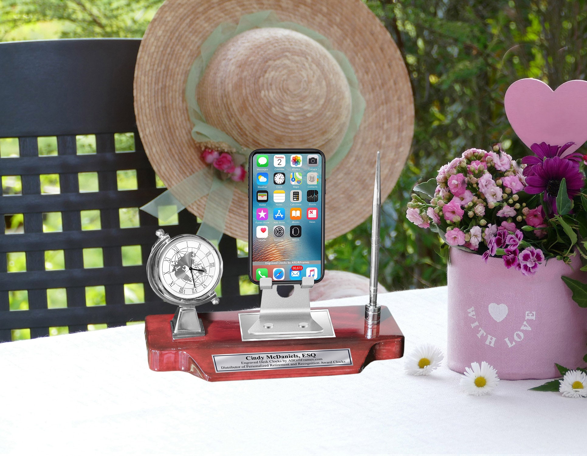 Personalize Name Clock Nameplate Cell Phone Stand Holder Display Holde