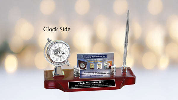 Engrave Desk Clock Pen Business Card Name Plate Nursing School Medical Staff Caduceus Hospital Office Graduation Retirement Gift Promotion BSN MSN DNP Registered Nurse Practitioner