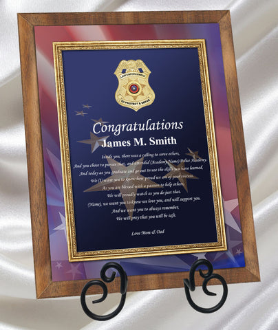 Law Enforcement Academy Graduation Walnut Plaque