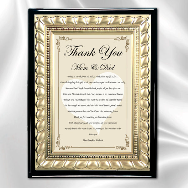 mother father thanks wedding bride gift