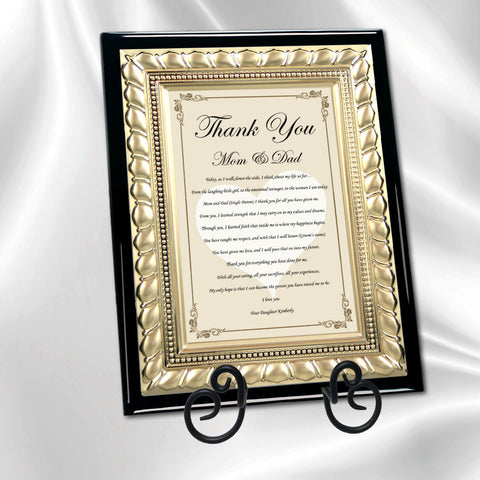 thanks mother father wedding gift plaque