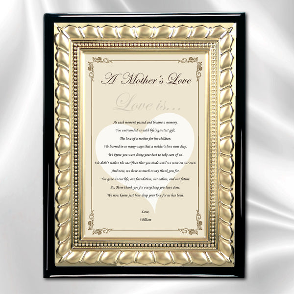 Mother Gift Desk Poem Plaque Gold Metal Border