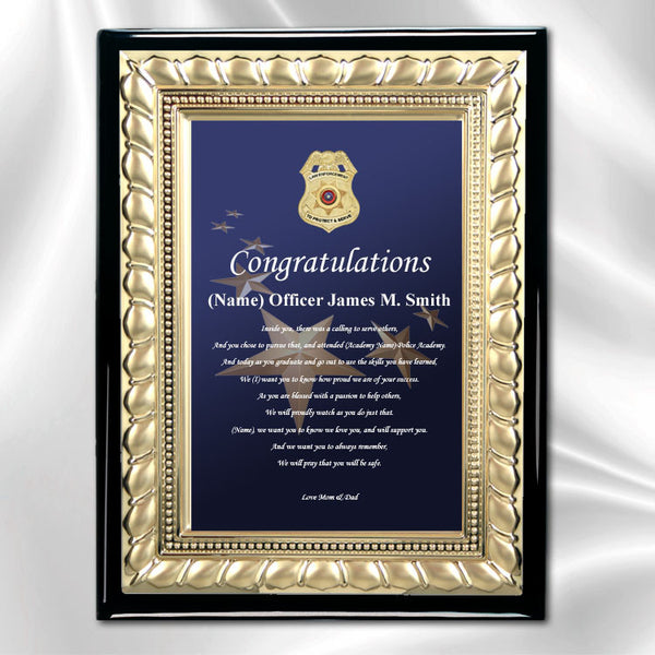 Law Enforcement Plaque Congratulation Gift
