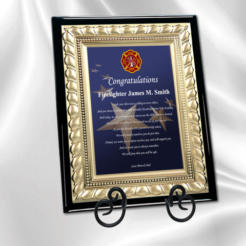 Item PLA-FIR Personalized Graduation Firefighter Poetry Plaque