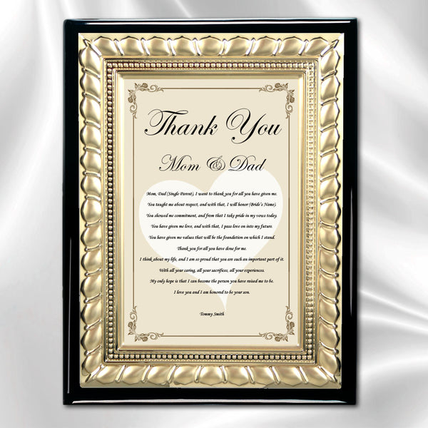 wedding plaque thanks parents