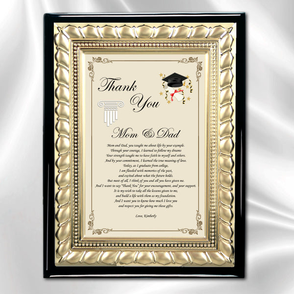 thank you parents plaque school