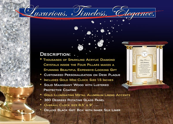 Custom Retirement Plaque Desk Clock Personalize Corporate Service Award Appreciation Retire Coworker Boss Colleague Engrave Clocks Award Plaque