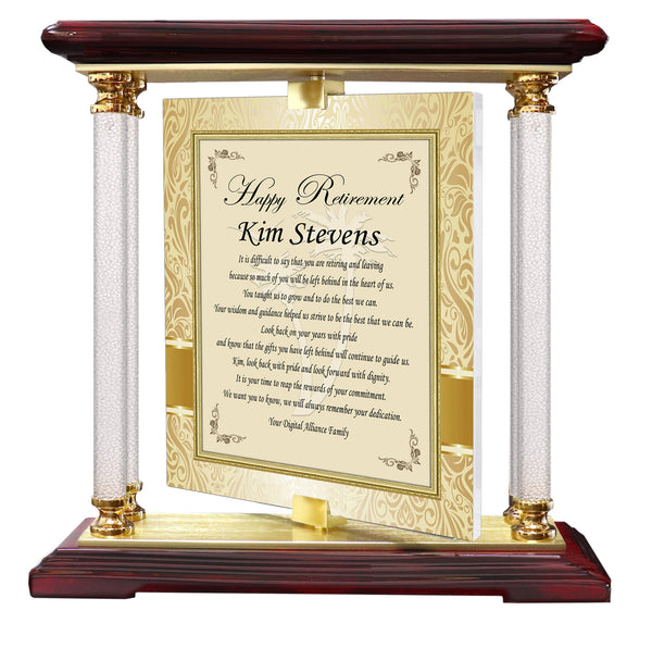 Personalized Retirement Gift Plaque Custom Unique Desk Award Retiree Employee Boss Farewell Engrave Him Her Going Away Appreciation Gold