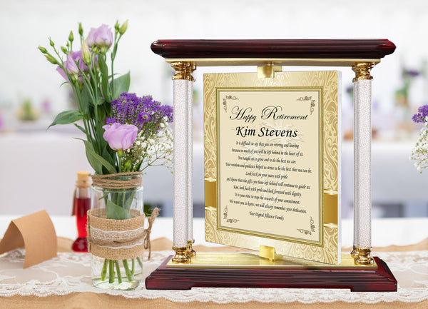 Personalized Retirement Gift Plaque Custom Unique Desk Award Retiree Employee Boss Farewell Engrave Him Her Going Away Appreciation Gold