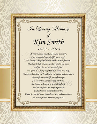 Sympathy Gift Poem Print Unframed 11x14 Memorial Mat