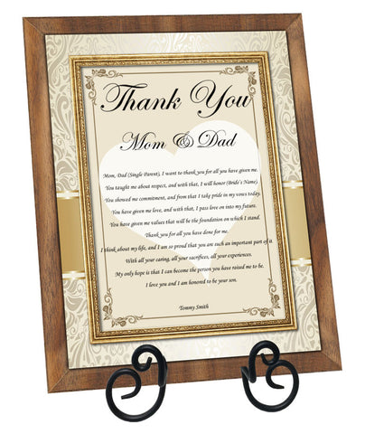 Thank you parents groom plaque