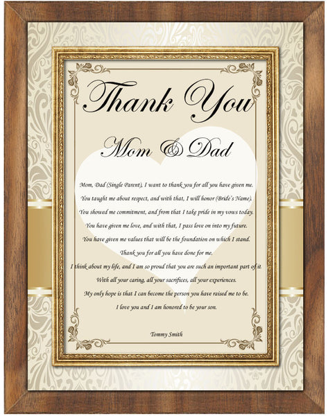 thanks parents wedding groom