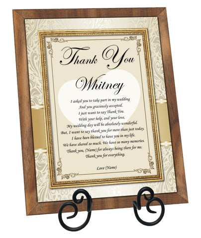 bridesmaid thank you poem plaque gift