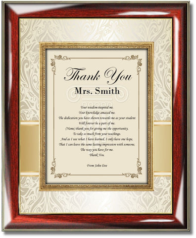 teacher thank you gift plaque