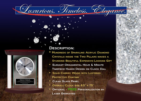Personalized Clocks Home Office Gift Corporate Employee Engravable Custom Glass Wood Diamond Luxury Executive Engraved Congratulations Thanks