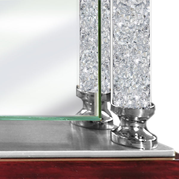 Personalized Gift Engraved Clock Diamond Columns Etched Silver Engraving Glass Retirement For Her Him Idea Anniversary Desk Mantel Award