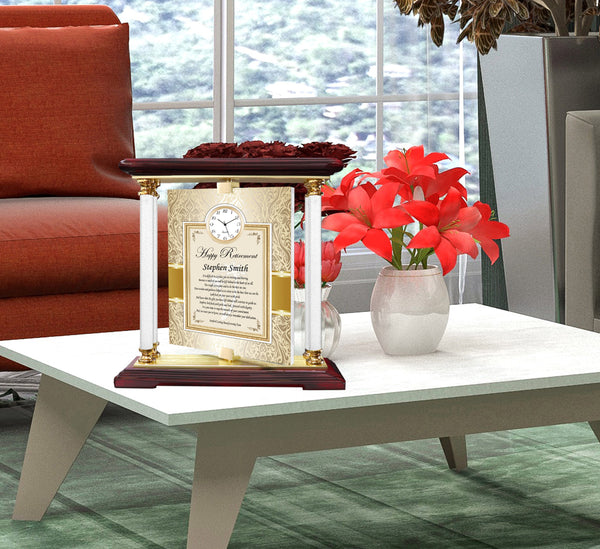 Custom Retirement Plaque Desk Clock Personalize Corporate Service Award Appreciation Retire Coworker Boss Colleague Engrave Clocks Award Plaque