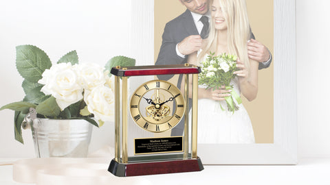 Personalized Gold Engraved Coworker Gifts Award Table Clocks Executive Corporate Present Service Employee Going Away Promotion Engineer