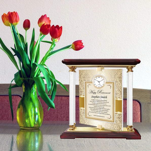 Customize Gold Personalized Clock Best Retirement Gifts Congratulations Luxury Him Her Expensive Present Appreciation Going Away Thank You