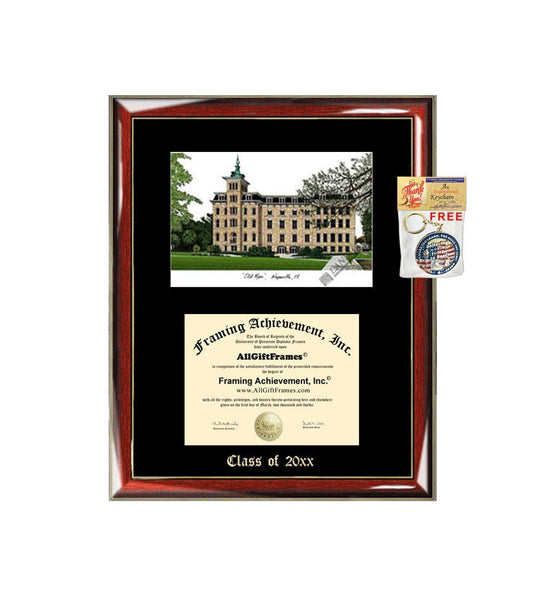 North Central University Diploma Frame Emboss Lithograph NCU Graduation Frames Wood Glossy Prestige Mahogany with Gold Accents Single Black Matted University Diploma Frame