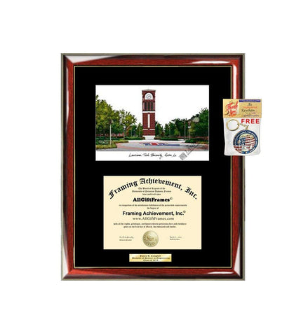AllGiftFrames Louisiana Tech University LTU Diploma Frame Lithograph Degree Graduation Framing Black Matted Engraved Custom University Graduate Gift Holder Case