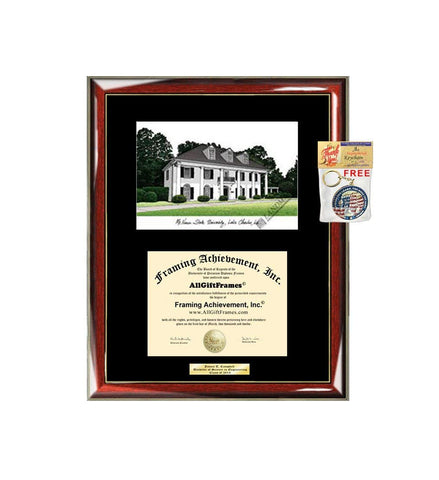 AllGiftFrames McNeese State University MSU Diploma Frame Lithograph Degree Graduation Framing Black Matted Engraved Custom University Graduate Gift Holder Case