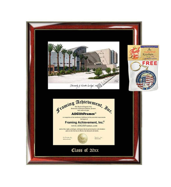 University of Nevada Las Vegas Diploma Frame Emboss Lithograph UNLV Graduation Degree Framing Graduate Gift Black Matted University Image Frames