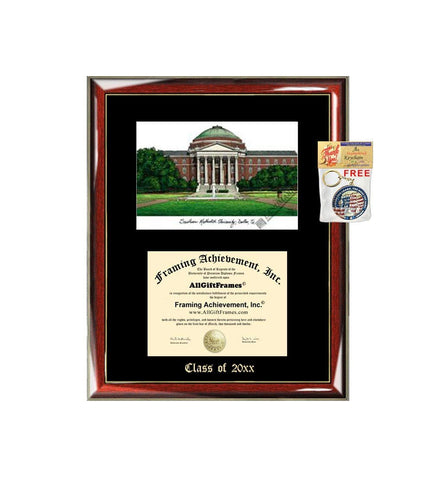 AllGiftFrames Southern Methodist University Diploma Frame Emboss Lithograph SMU Graduation Degree Framing Gift Diploma Custom Frames Single Black Matted Graduate Gifts