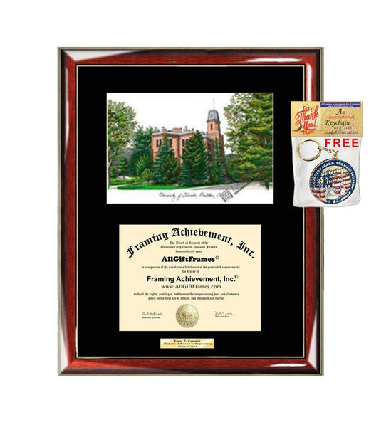 AllGiftFrames University of Colorado Boulder Diploma Frame Lithograph Degree Graduation Framing Black Matted Engraved Custom University Graduate Gift Holder Case