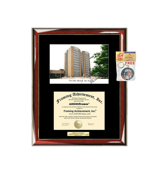 AllGiftFrames Kent State University KSU Diploma Frame Lithograph Degree Graduation Framing Black Matted Engraved Custom University Graduate Gift Holder Case