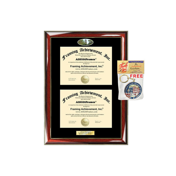 AllGiftFrames Double Diploma Frame University of Texas Tyler School Campus Photo Graduation Degree Framing Document Dual Degree Holder JD Juris Doctor Bachelor Master MBA Doctorate PHD Cheap Best