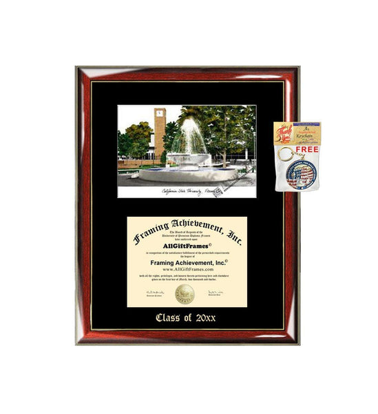 California State University Fresno Graduation Custom Frame Emboss Lithograph Diploma Degree Framing Embossed Bachelor MBA Master PHD Certificate Framing